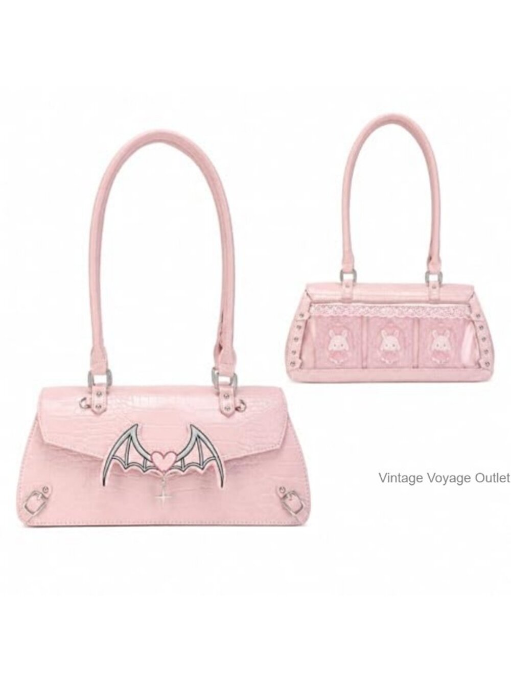 Ita Bag with Bat Wing Closure & Back Display Partition Faux Leather Crossbody